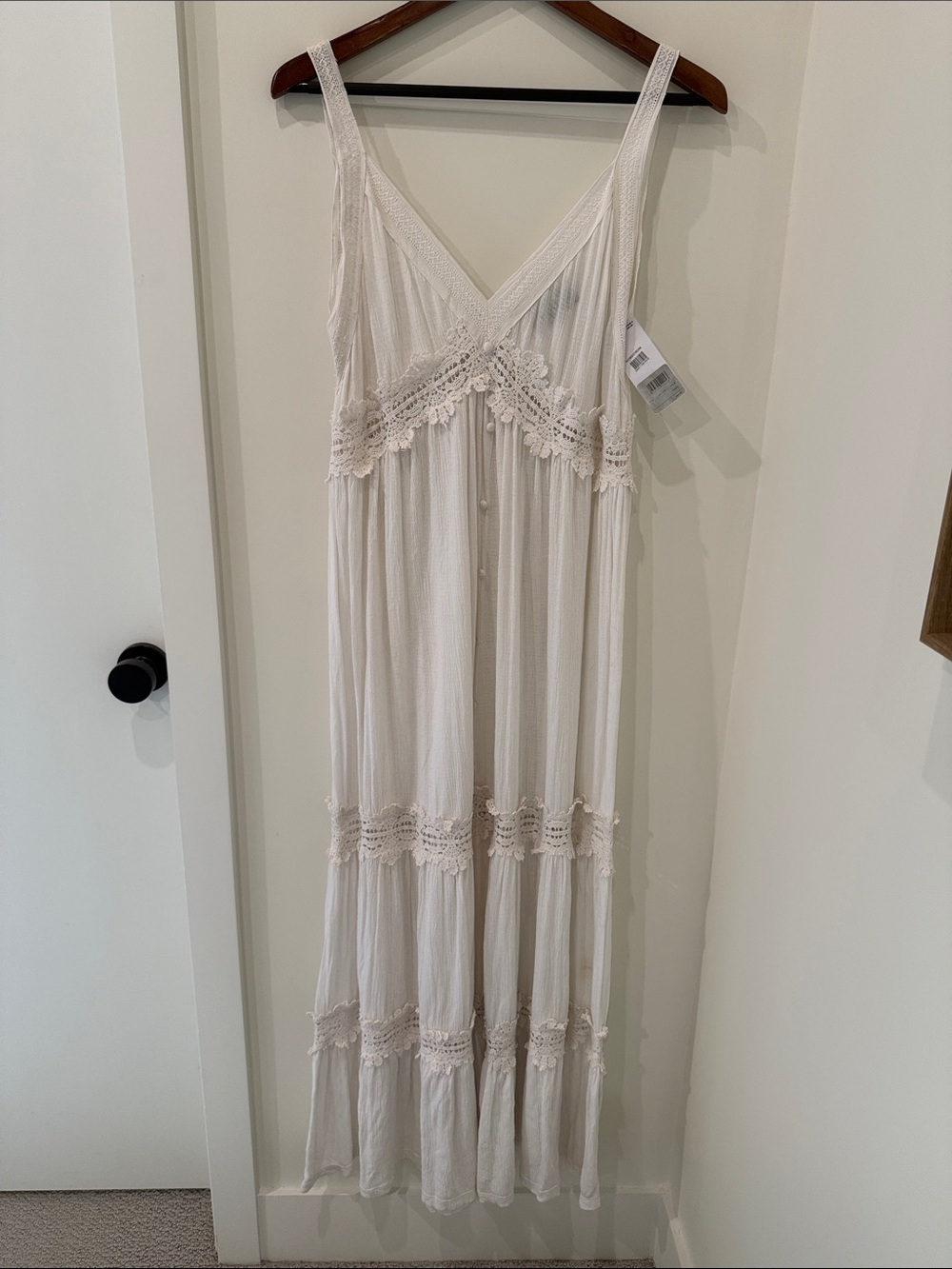 ASOS White/Cream Maxi Dress with Lace Trim